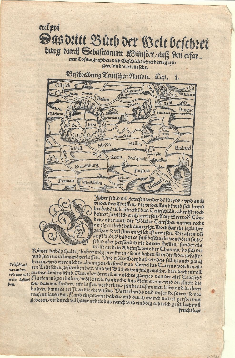 1525 Map of Germany w/ Text by Muenster