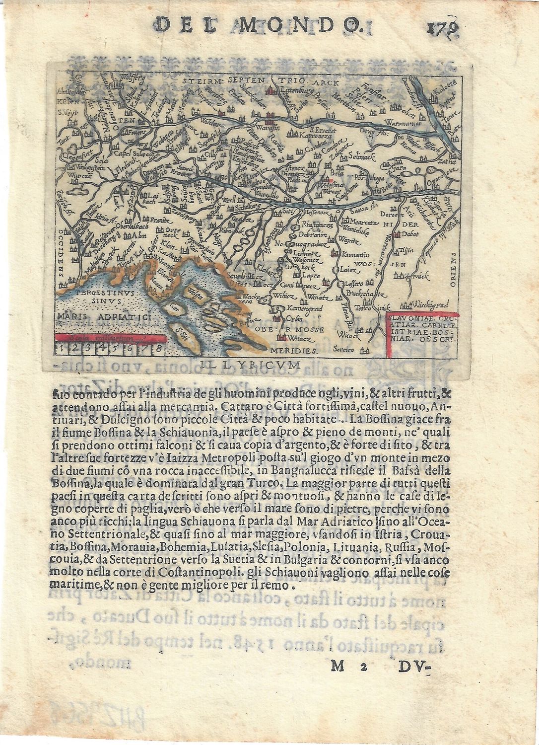 1585 Map of Slovenia, Bosnia, Croatia, Istria by Gerard Mercator