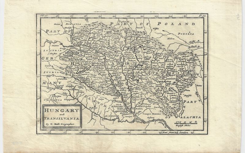 1753 Map of Hungary and Transylvania by Hermann Moll