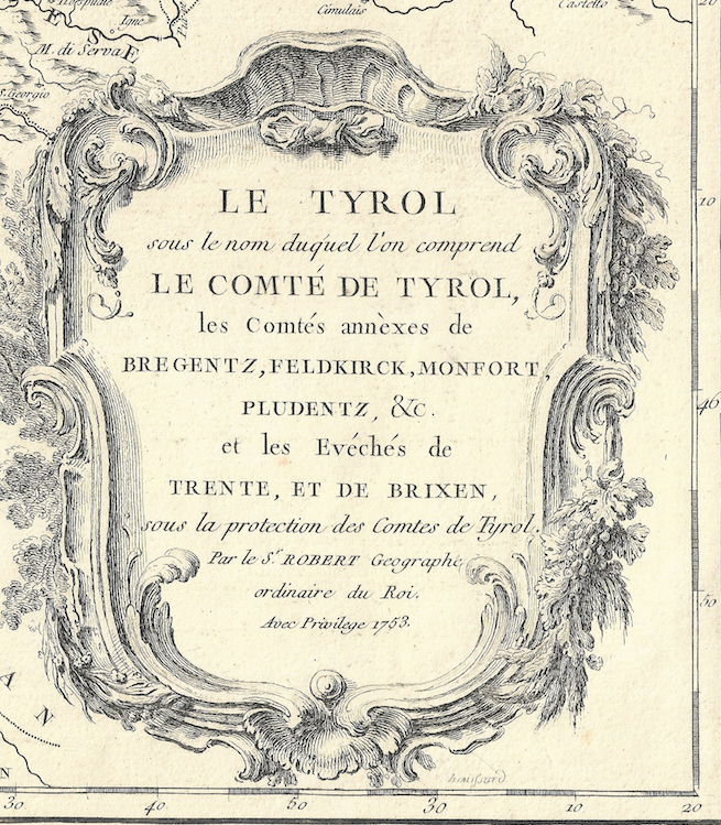 1755 Map of Tyrol Austria by D &amp; G DeVaugondy