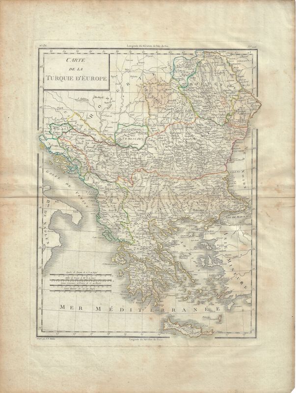 1807 Map of Turkey in Europe and adjacent states by Mentelle