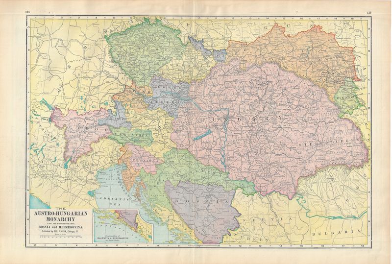 1903 Map of  Austrio-Hungarian Empire by Geo. Cram