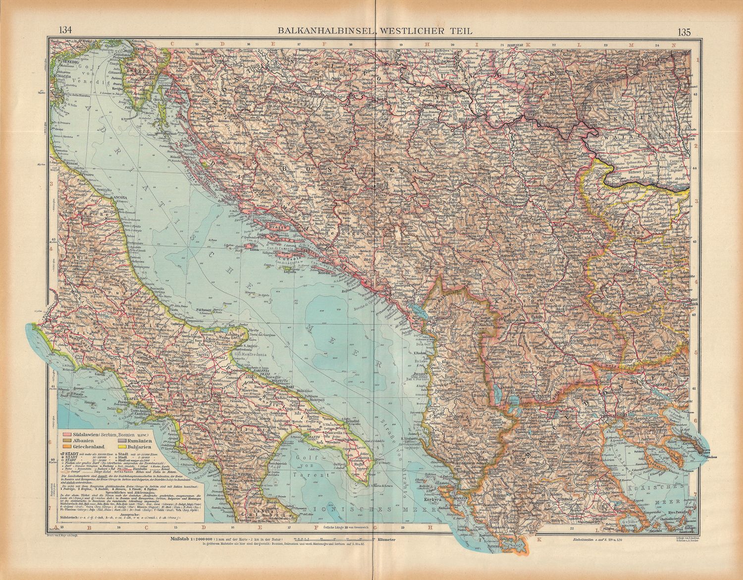 1923 Map of the Balkens by Stieler in German