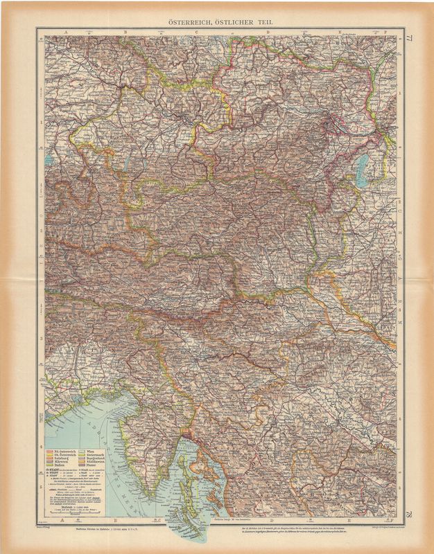 1923 Map of Austria by Stieler in German