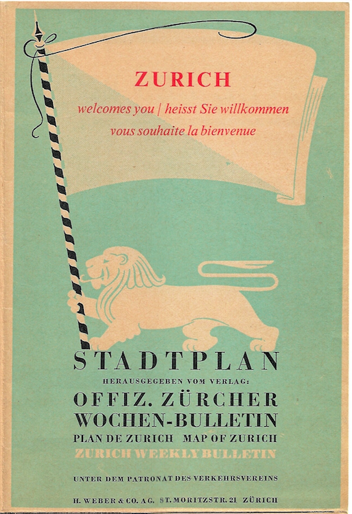 1950 Tourist Map of Zurich