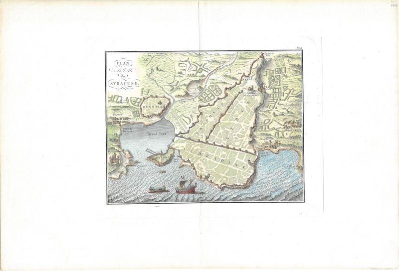 1747 Plan de la Ville de Syracuse by Rollins  w/ hand color