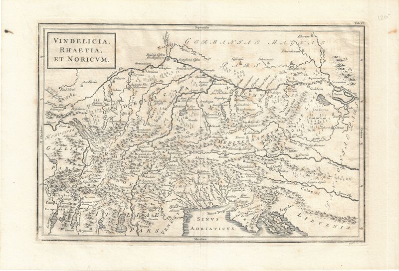 1780 Map of Vindelicia, Rhaetia &amp; Noricum by Cellarius