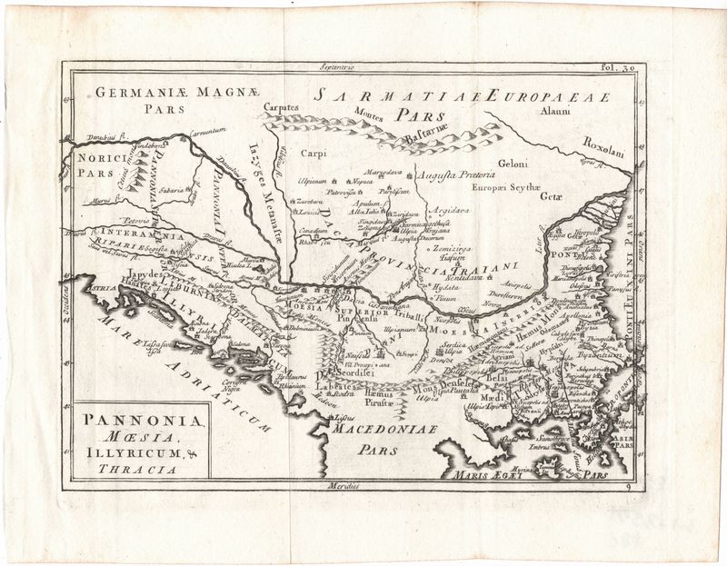 1731 Map of Pannonia, Illyricum, Thracia ie: the Balkan Peninsula by Cellarius
