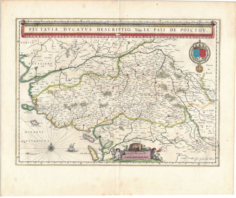 1647 Pictaviae Ducatus le Pais de Poictou by G. Blaeu 