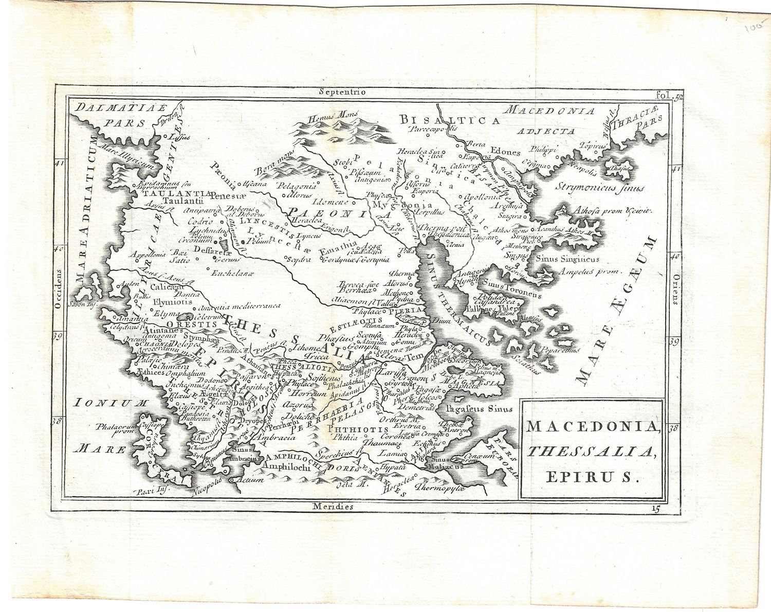 1800 Map of Macedonia, Thessalia, Eprius by Cellarius