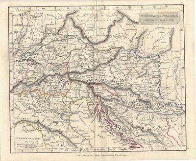 1840 Map of Vindelicia, Noricum, Rhatia, Pannonia, Illyricum by John Arrowsmith