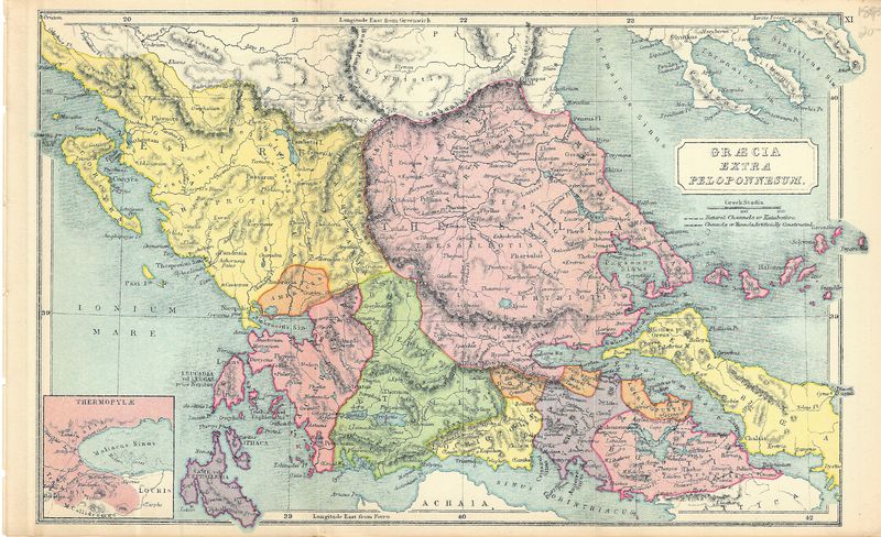 1893 Map of Peloponnese (Southern Greece) 
