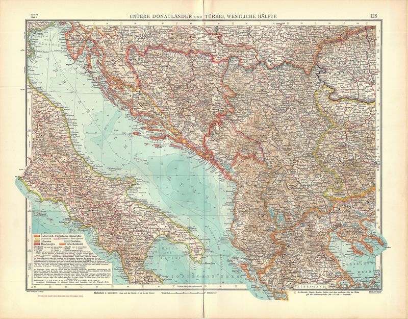 1913 Map of Untere Donaulander und Turkei (2 double pgs)-Lower Danube Basin &amp; Balkens