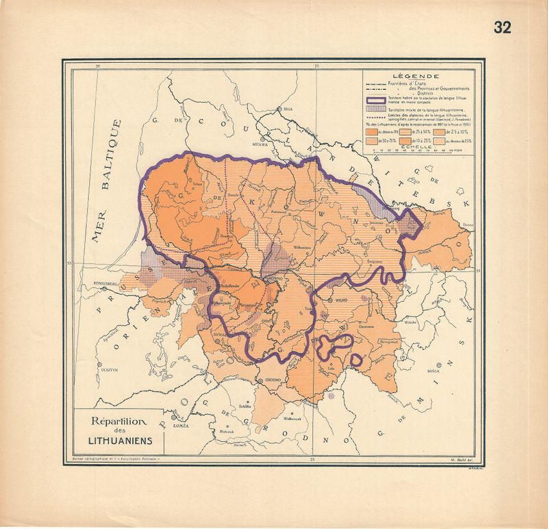 1920 Map of the Repartitioning of Lithuania,  in French