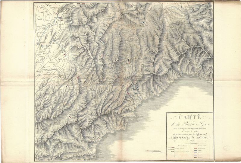 1801 Carte de la Riviere oe Genes (Allasio to Genoa Italy) a Napoleonic war map