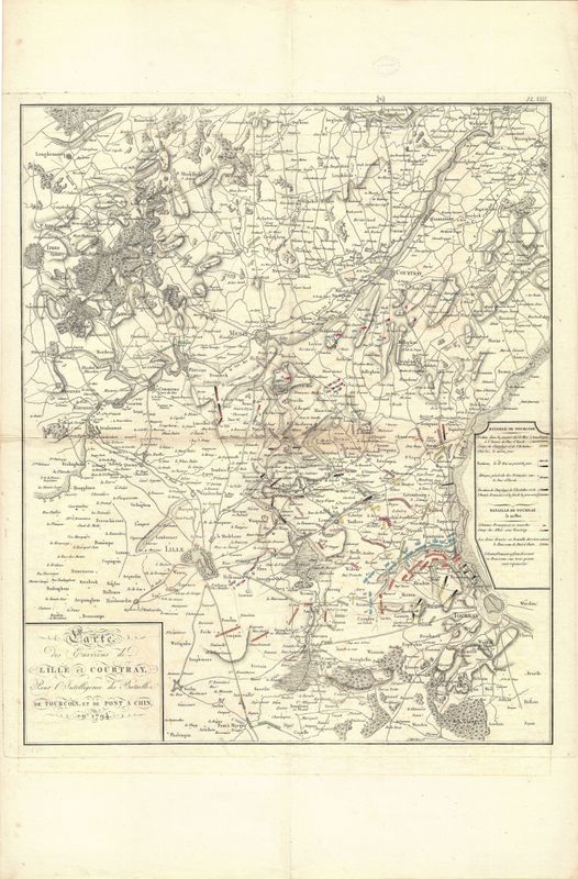 1801 Carte des Environs de Lille et Courtray  in 1794, a Napoleonic war map