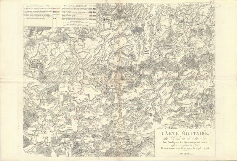 1801 Carte Militaire de Cours de la Sambre (Binche Belgium) a Napoleonic Map