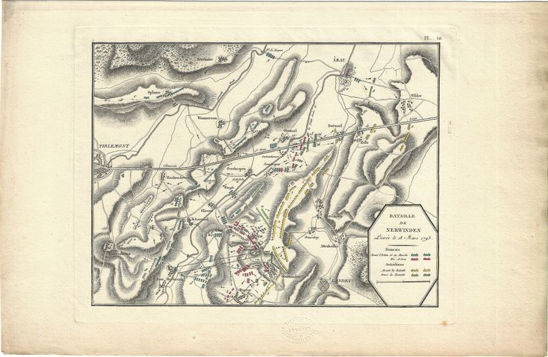 1805 Bataille de Nerwinden-near Tienen Belgium , a napoleonic map