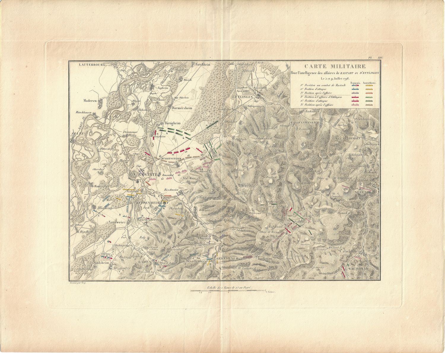 1805 Carte Militaire LIntelligence near Rastatt Germany  a Napoleonic battle map