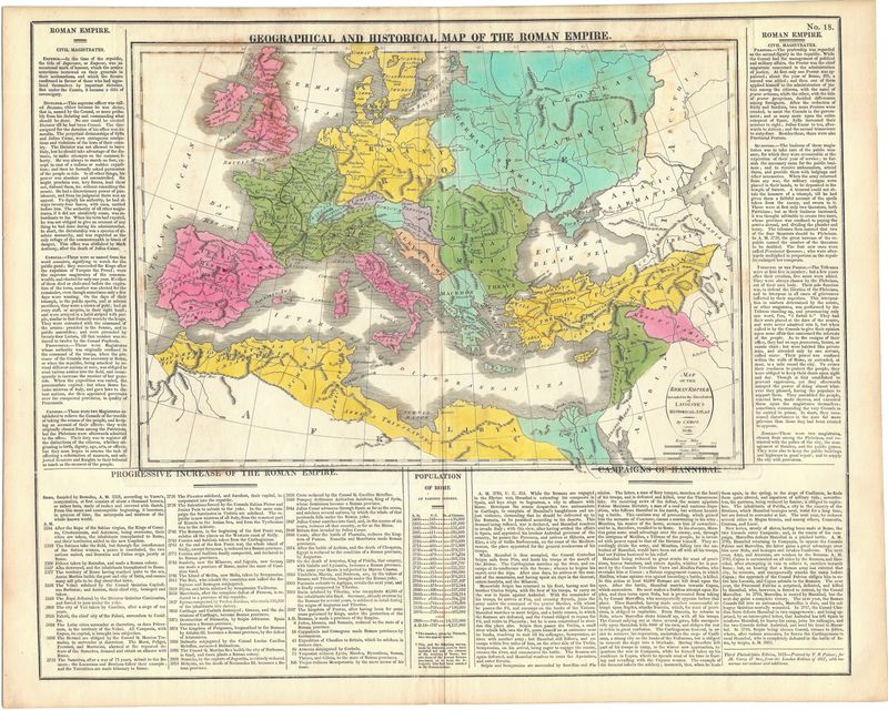 1821 Geographical  and Historical Map of Roman Empire from the  Lavoisne's Atlas by J. Aspin