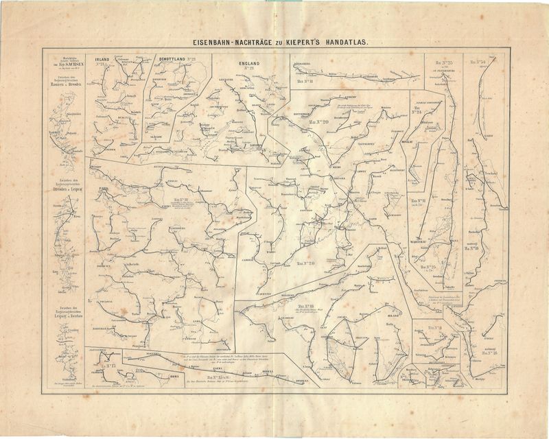 1893 Eisenbahn Nachtrage zu Kieperts Handatlas (Trains of Europe)