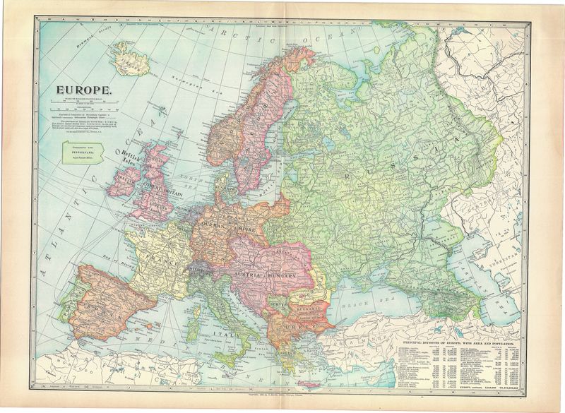 1903 (1899) Map of Europe by Matthews- Northrup