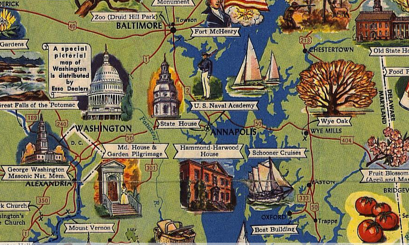 1952 Pictorial Guide Delaware, Maryland, Virginia, West Virginia From Esso Oil Company