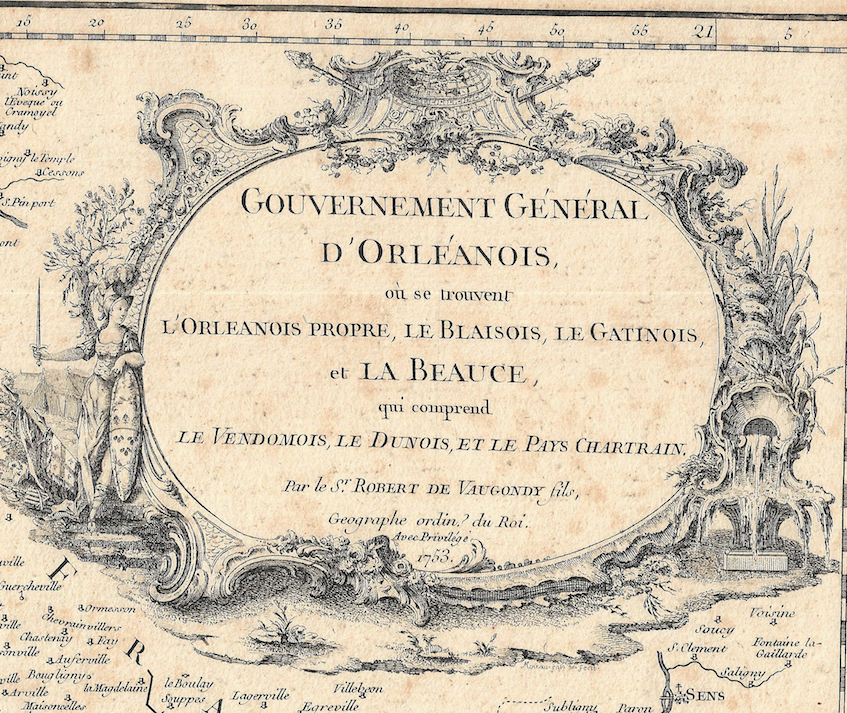 1755 Map of D'Orleanois , France by DeVaugondy -Robert