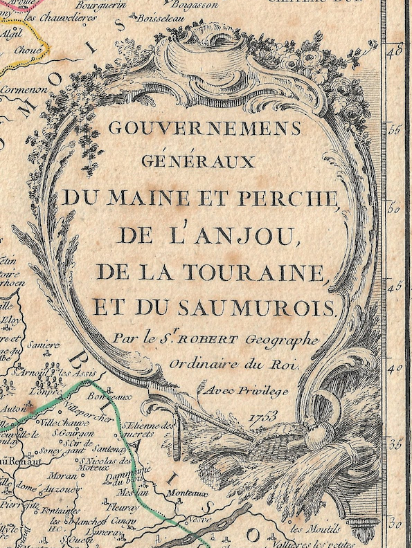 1755 Map of Du Maine et Perche,  de L'Anjou , de la touraine et du samurois, France by DeVaugondy -Robert