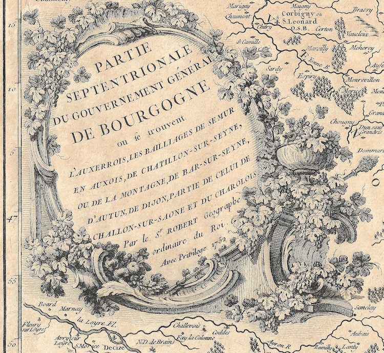 1755 Map of Septentrionale Bourgogne , France by DeVaugondy -Robert 