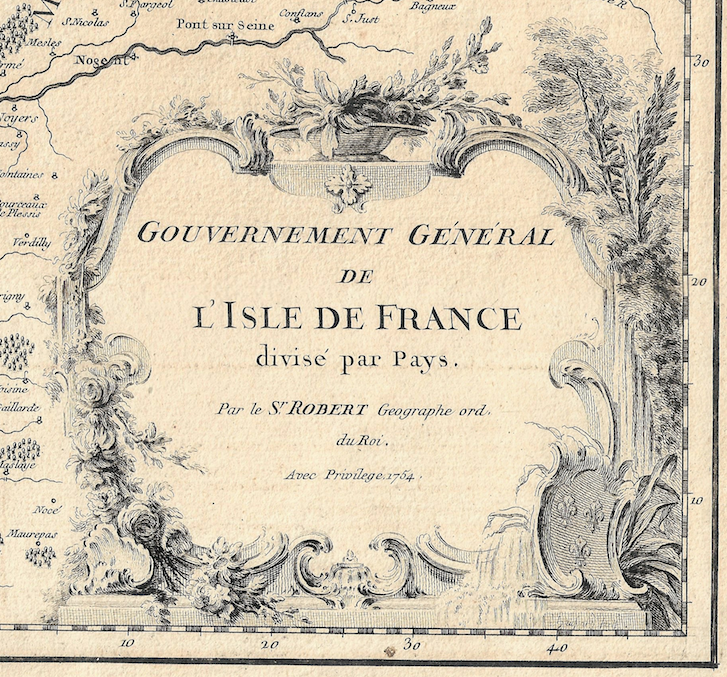 1755 Map of L'Isles de France, France by DeVaugondy -Robert