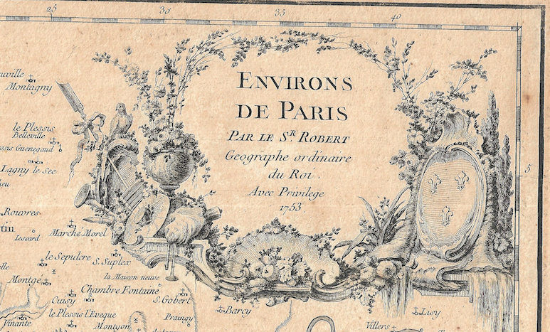 1755 Map of the Environs of Paris by DeVaugondy-Robert