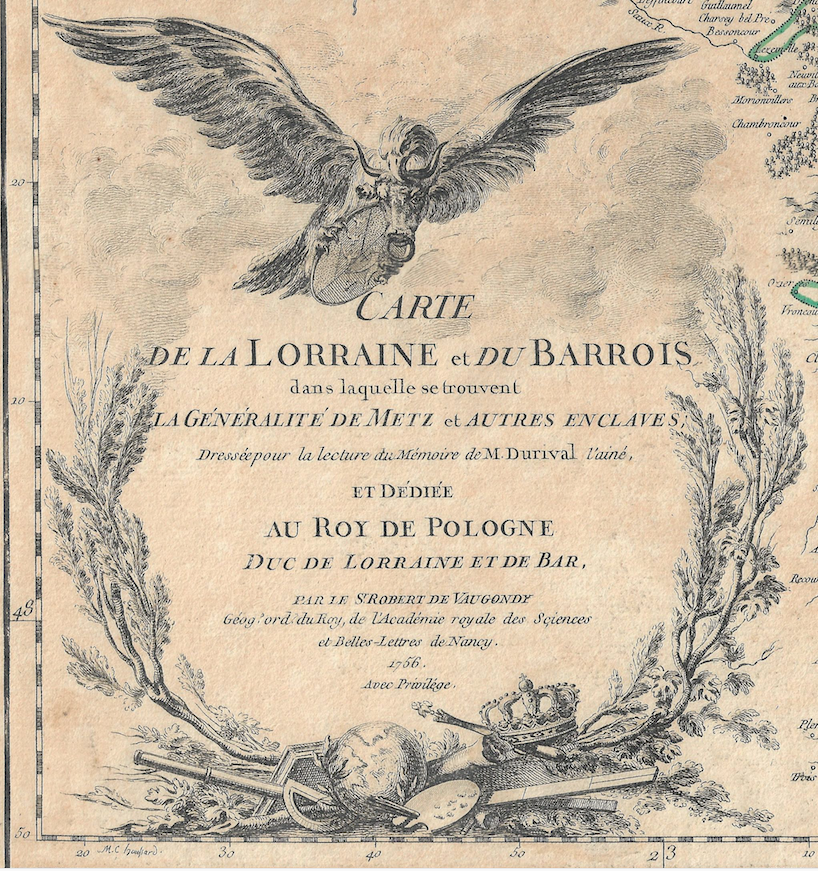 1756 Map of la Lorraine et du Barrois by D &amp; G DeVaugondy