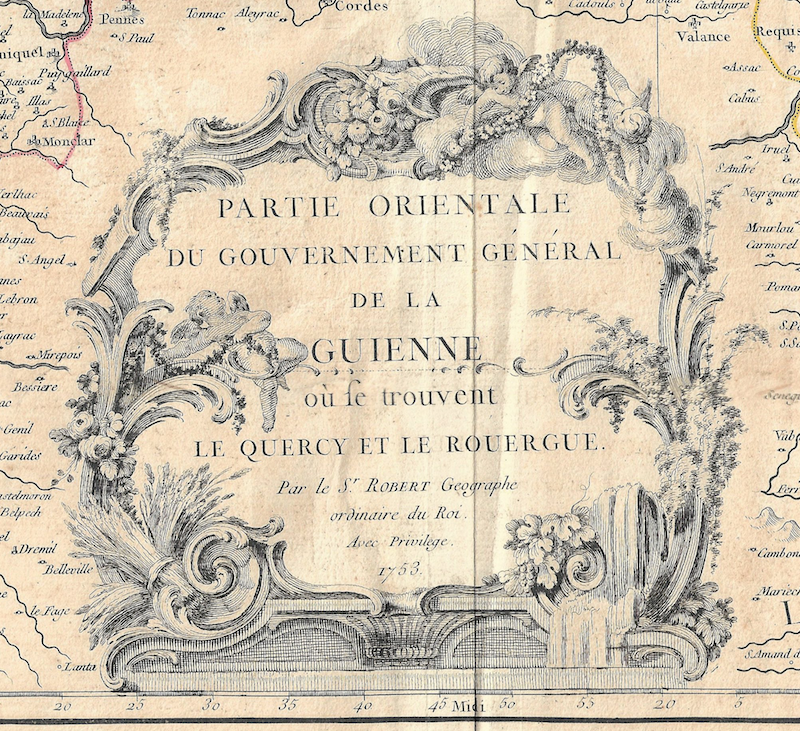 1755 (1753) Map of Partie Oriental de la Guienne, la Quercy et le Rouergue by D &amp; G DeVaugondy