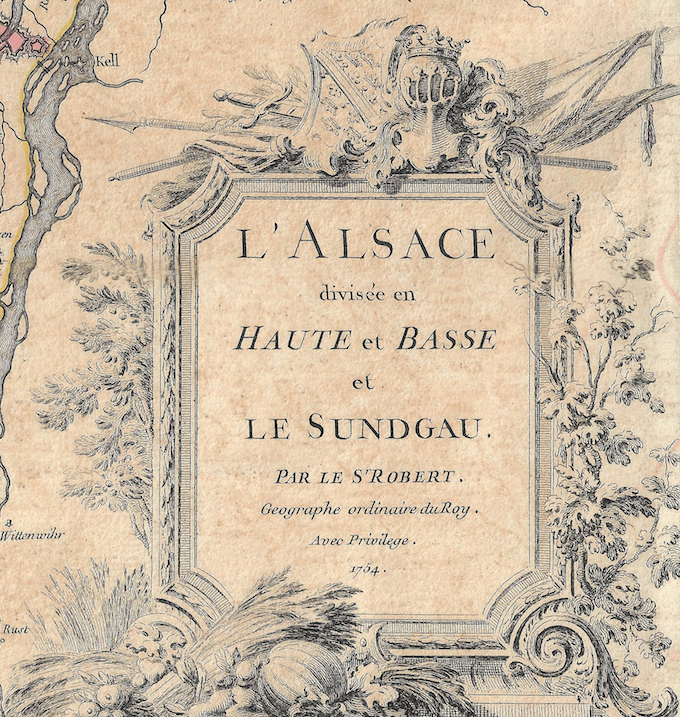 1755 (1754) Map of L'Alsace divisee en Haute et Basse et le Sundgua by D &amp; G DeVaugondy