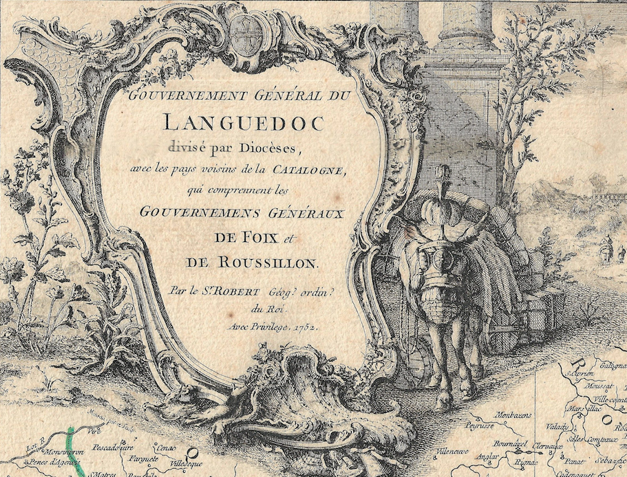 1755 (1752) Map of Gouvernement du Languedoc divise par Diocese' by D &amp; G DeVaugondy