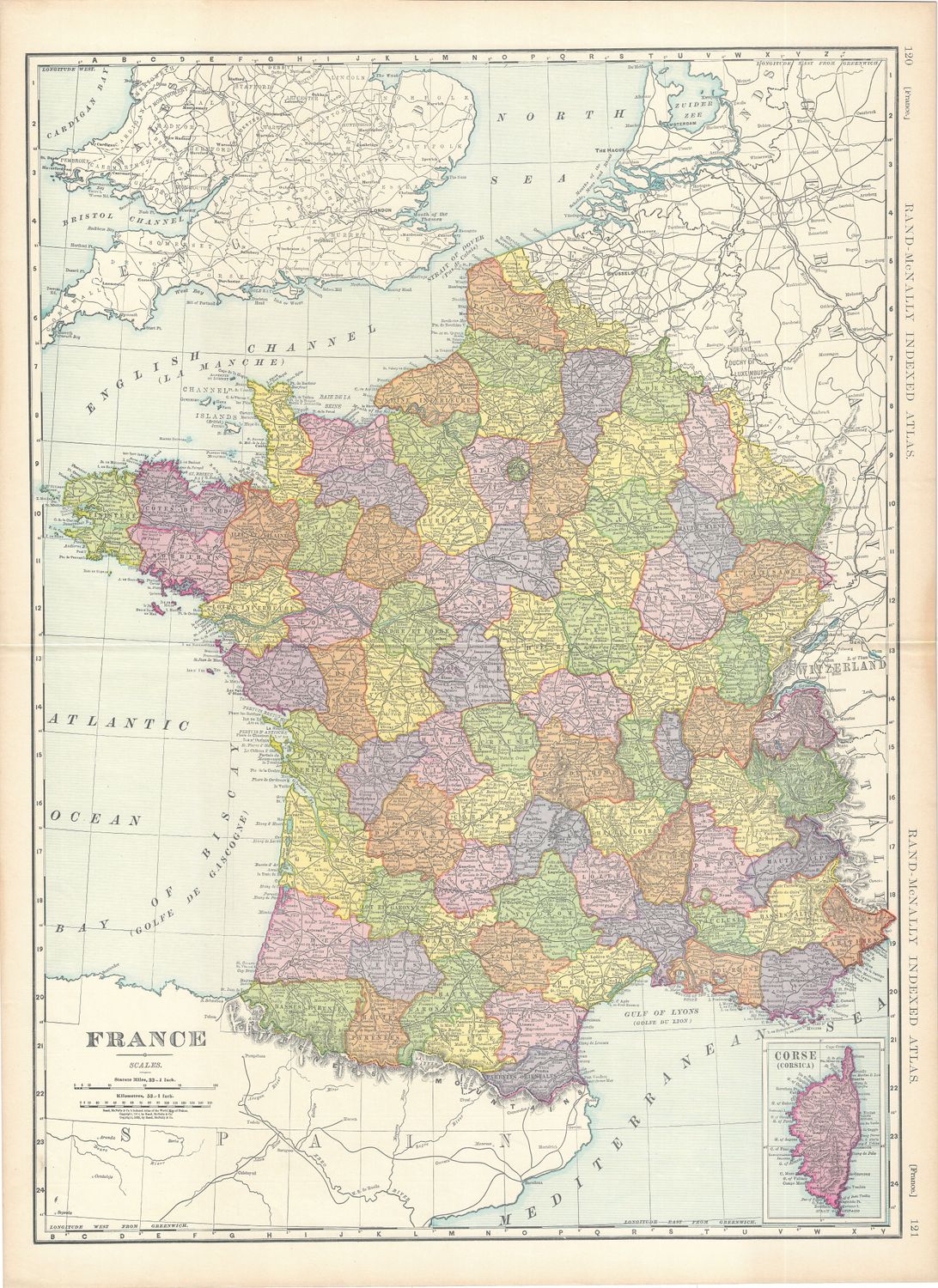 1912 Map of France by Rand McNally