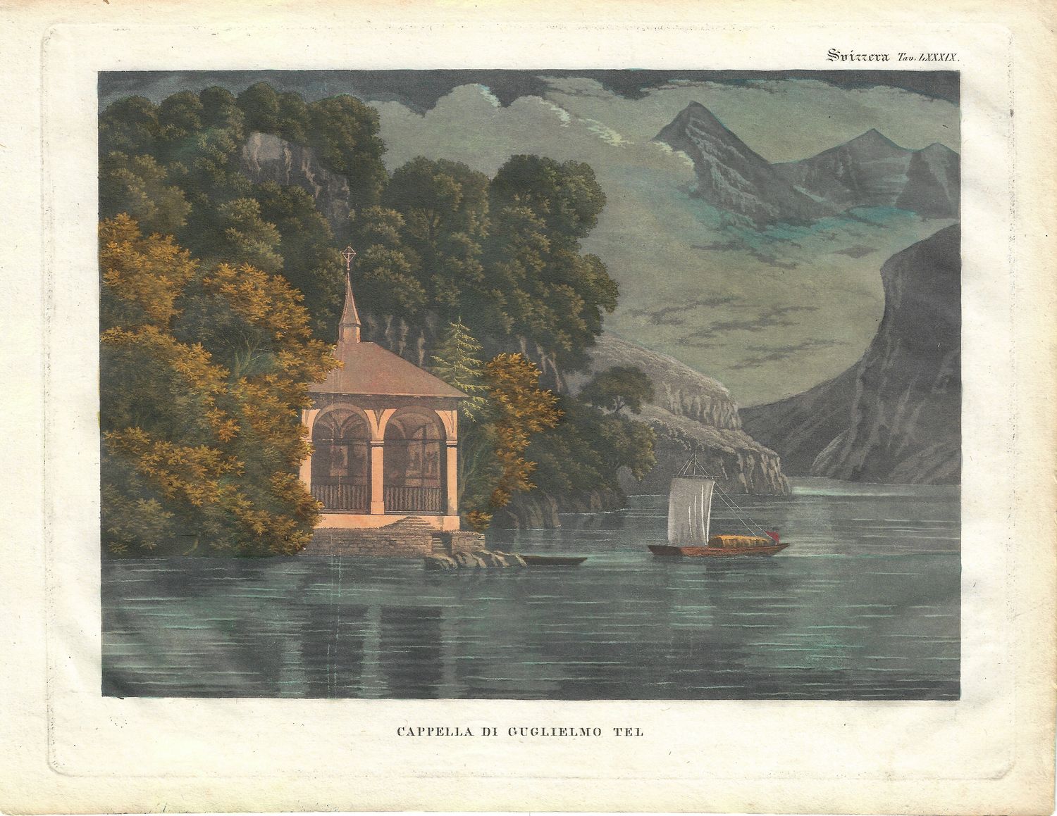 1825  View of Capalle di Guglielmo Tel: The Chapel of William Tell on Lake Lucerne