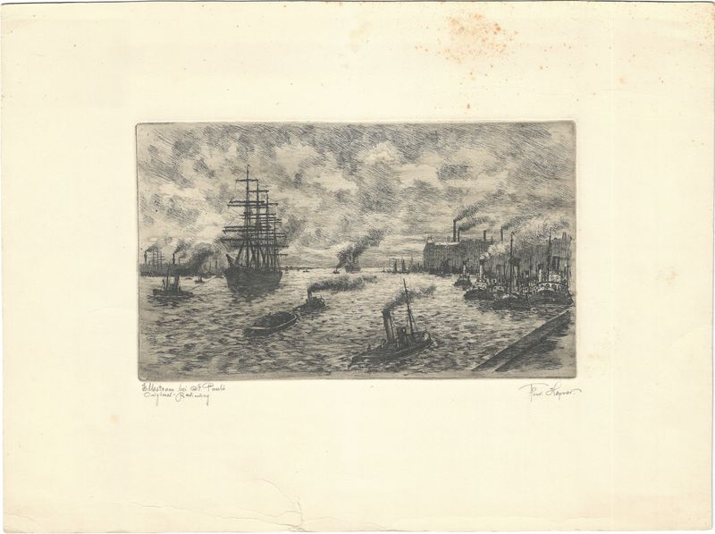 1940 Dry Point Etching in the Dutch School -Maritime Scene