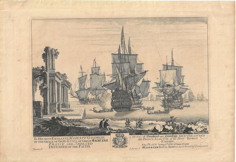 1721 A View of Some of Your Majesty's Royal Ships by J. Sartor