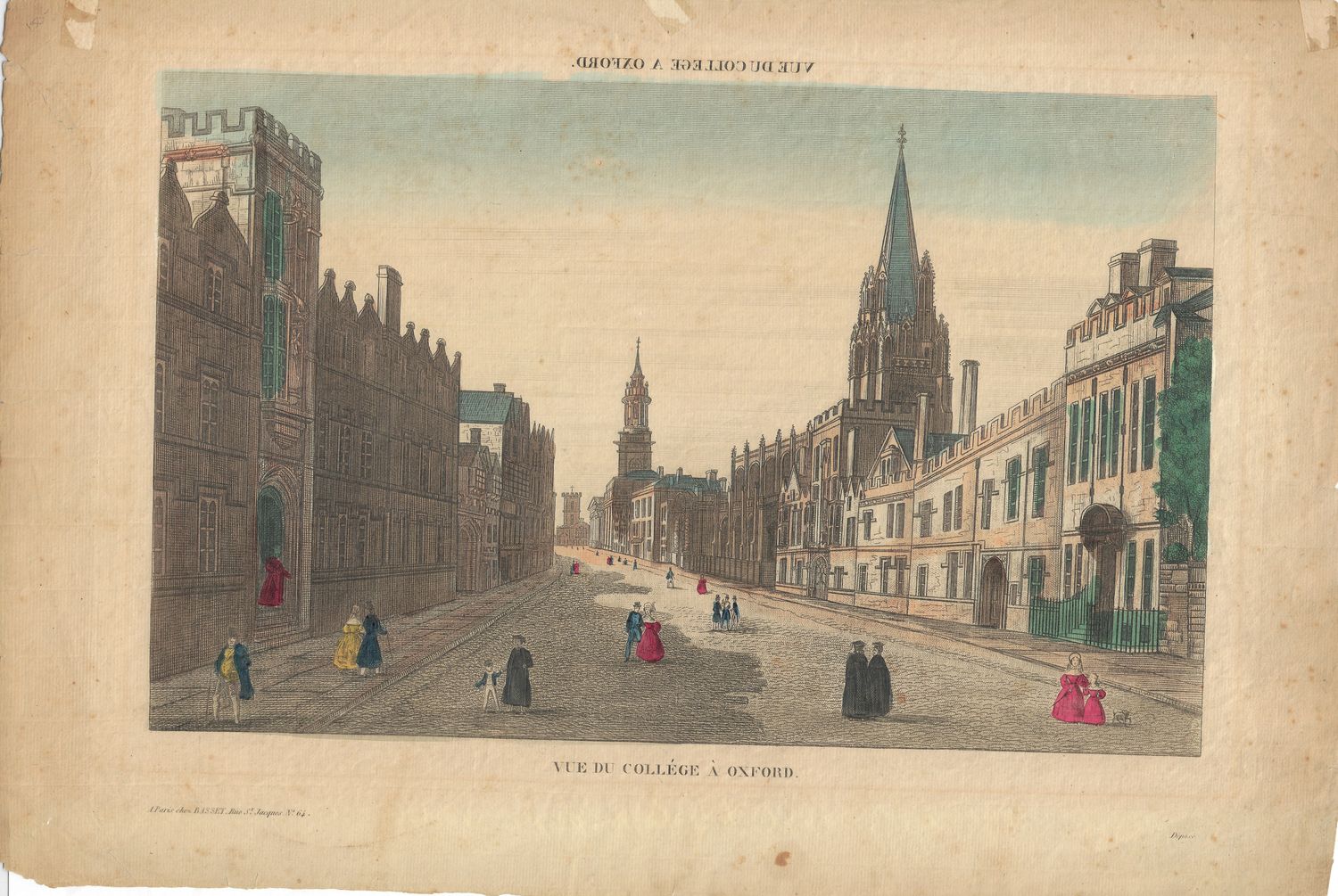 1770 Views of Oxford College , England w/ ohc  for a magic lantern - 2 Views