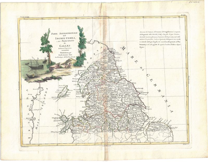 1778 Parte Settentrionale  dell Inghilterra (N. England) by Antonio Zatta