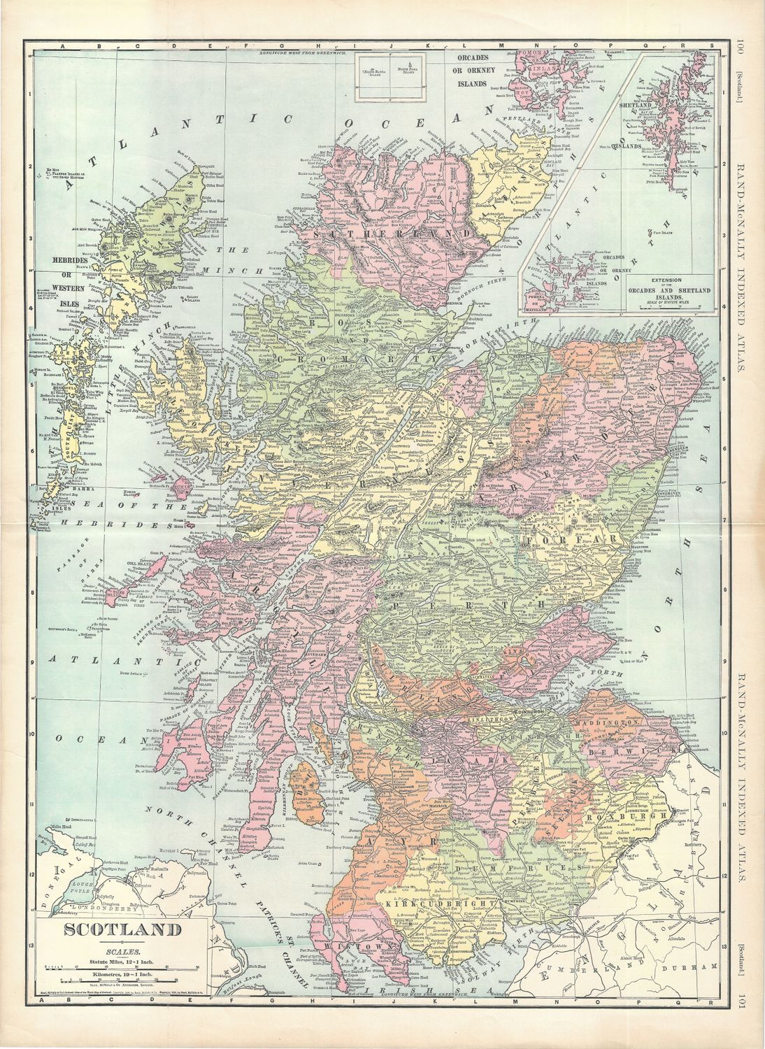 1906 Map of Scotland by Rand McNally