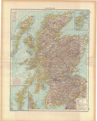 1923 Map of Scotland by Stieler in German