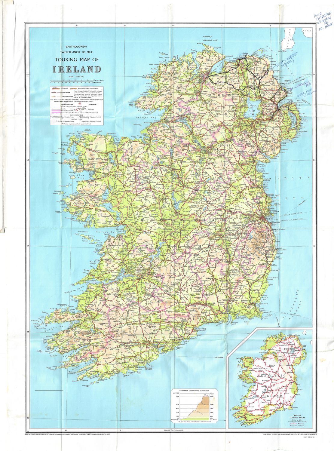 1977 Touring Map of Ireland - as is
