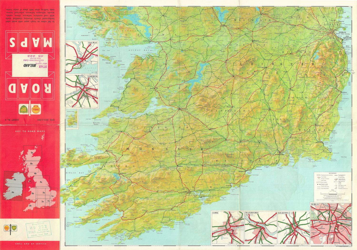 1960 Road Map of Ireland by G. Philip