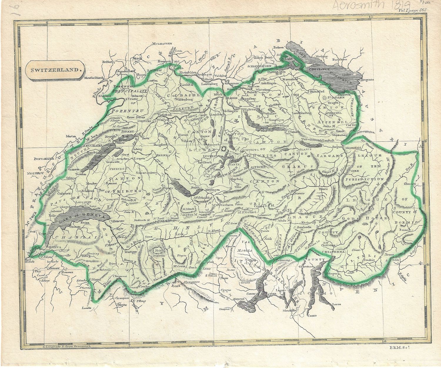 1819 Map of Switzerland by Aerosmith