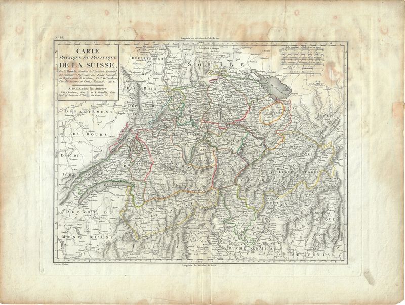 1807 Map of Switzerland by Mentelle/Chanlaire w/OHC