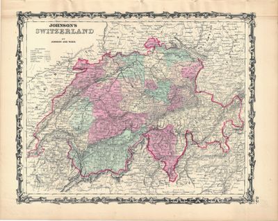 1864 Map of Switzerland by Johnson &amp; Ward