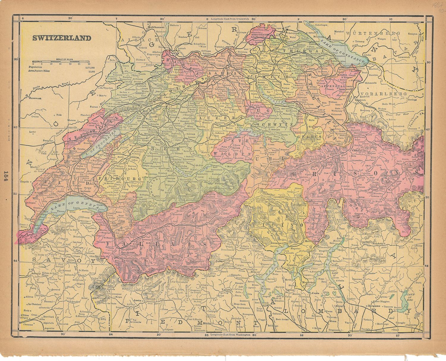 1887 Map of Switzerland